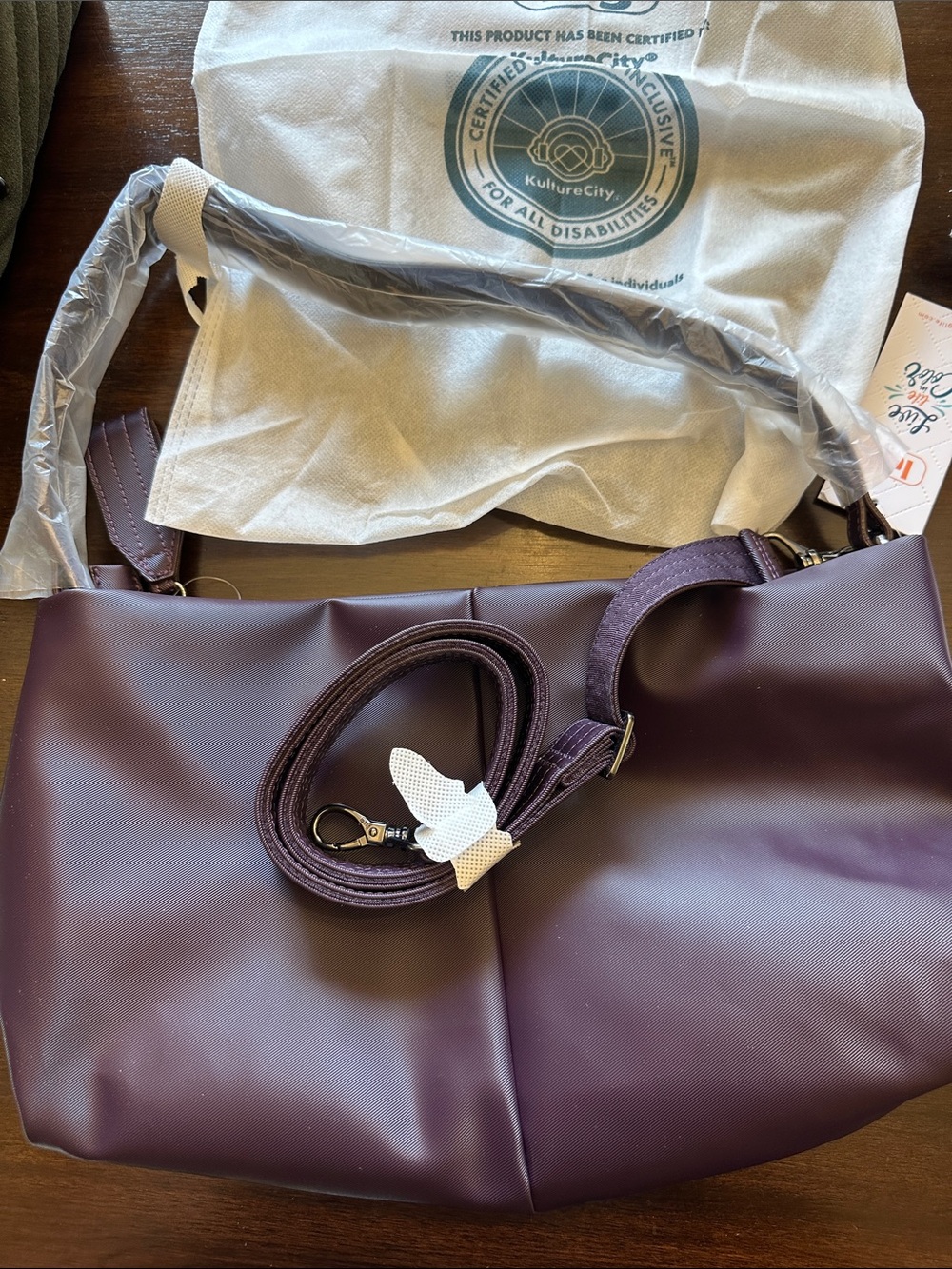 lug half plunge in Plum Crossbody Bag with Adjustable Strap - Picture 6 of 7